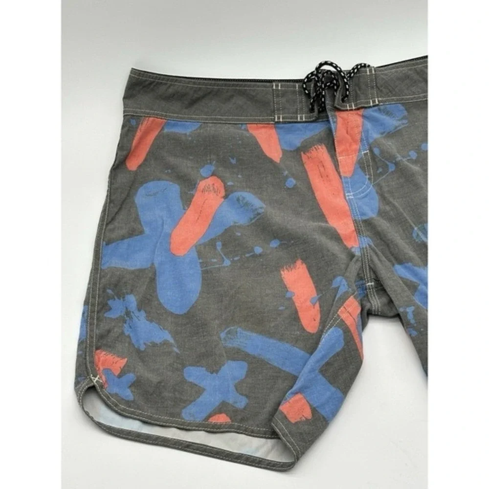 Quiksilver‎ Mens Board Shorts Gray Blue Orange Abstract Print Size 38